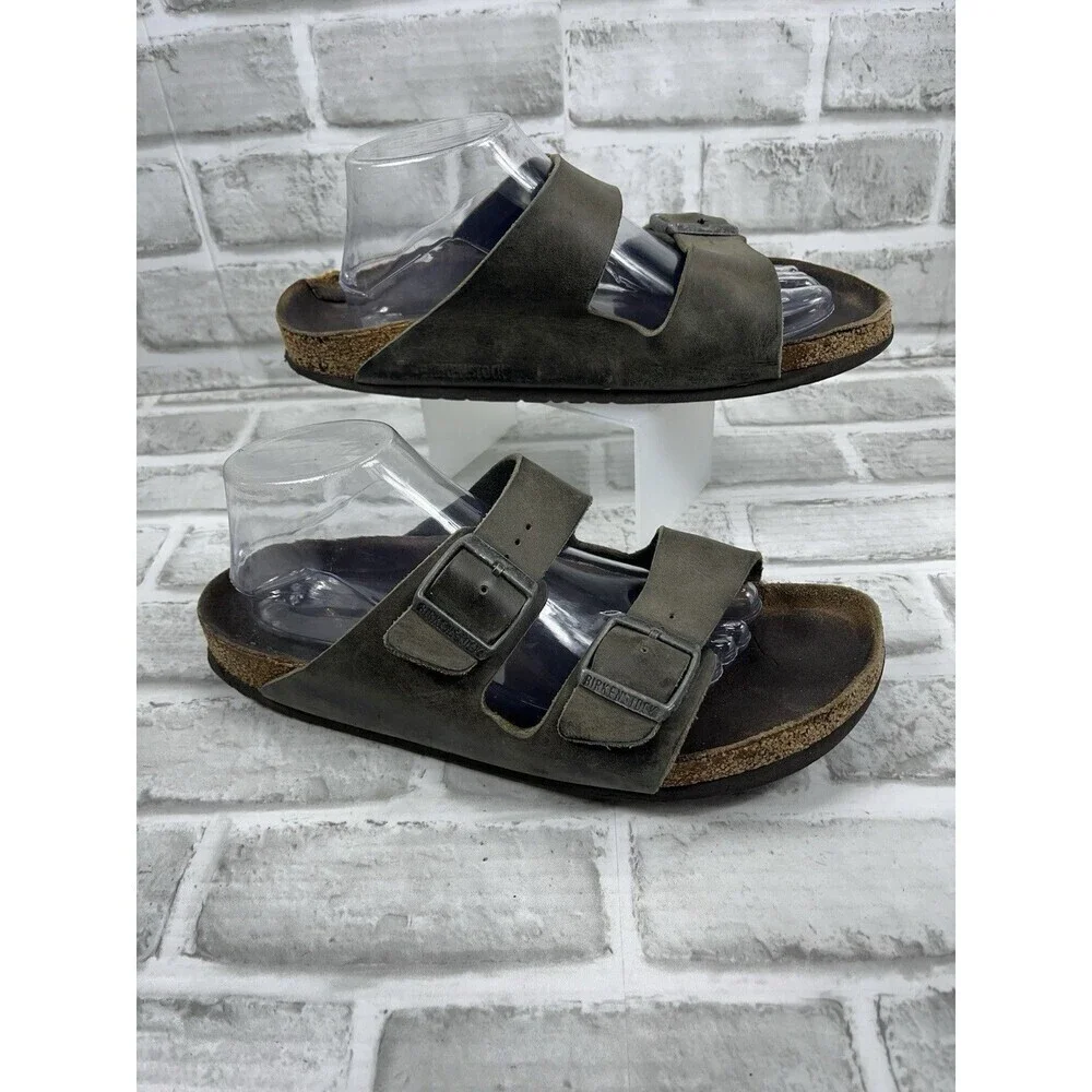 Birkenstock Arizona Soft Footbed Men's 11-11.5 Gray/ Green Comfort Sandals